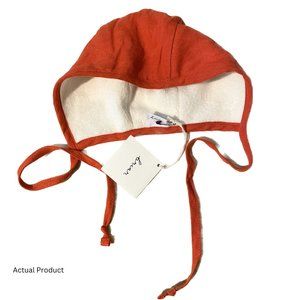 NWT Briar Baby Sherpa Lined Linen Bonnet - Tomato Color - Size 6-12 months